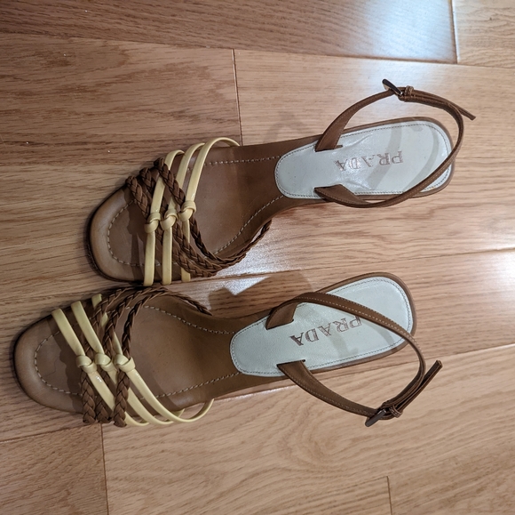 Authentic Prada Patent Leather Slingback Sandals Brown size 37.5 - Picture 13 of 13